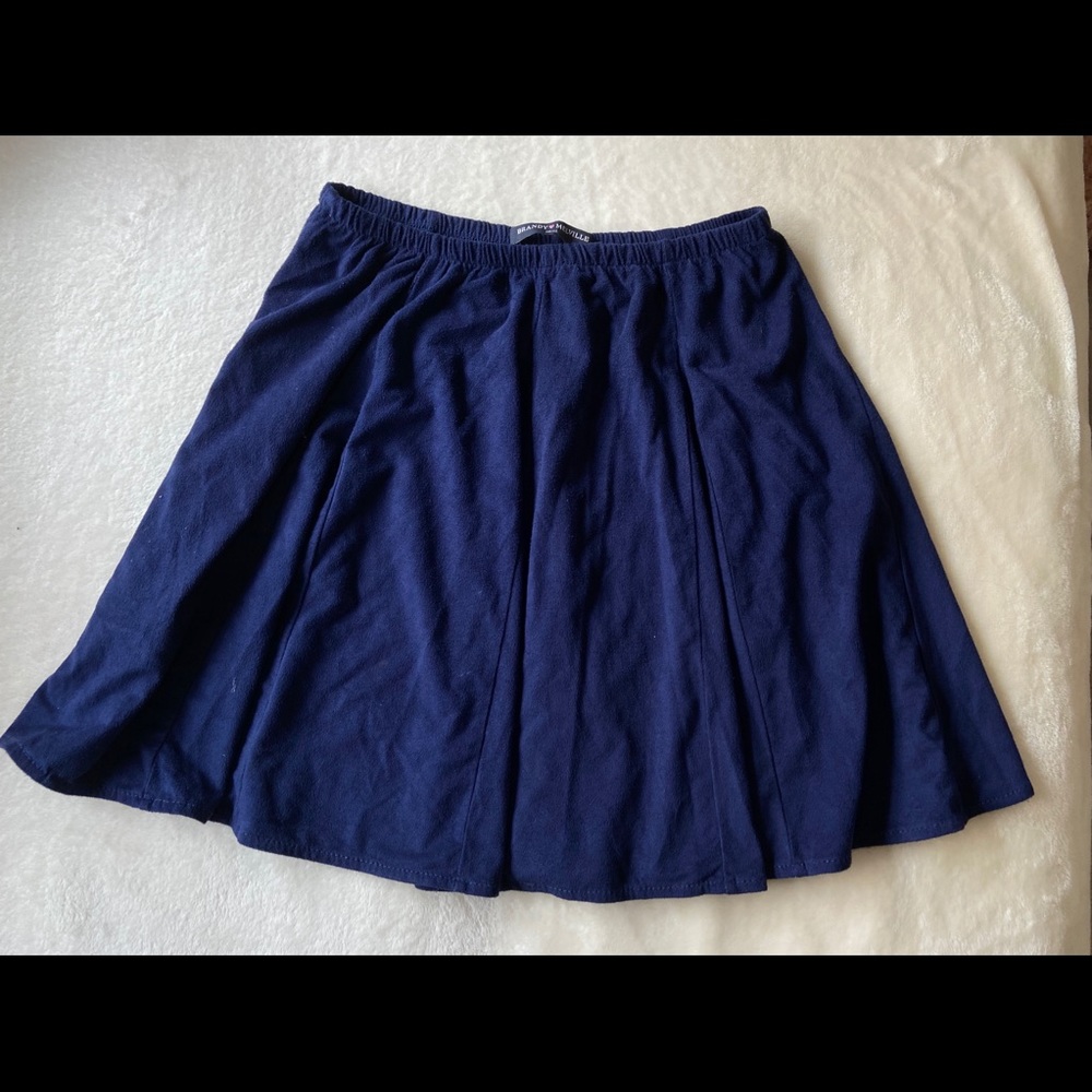 Brandy Melville Navy Blue Suede Skater Skirt